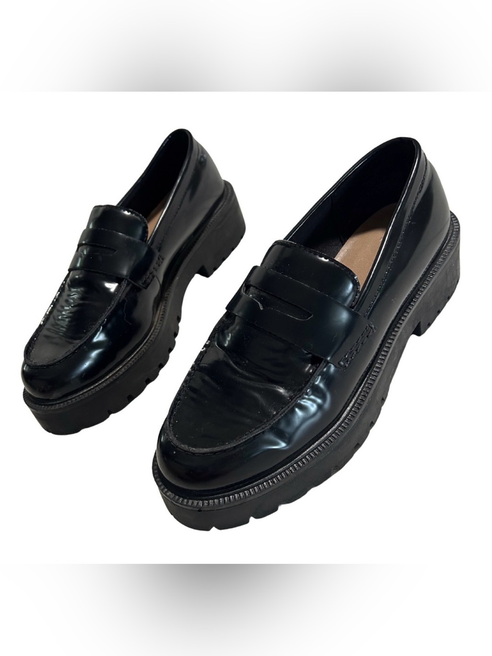 H&M Patent Vegan Leather Platform Loafers | Black | Size EU 36 (US 5.5-6)